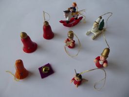 10 Dekorations Figuren, Erzgebirge ?, Schaukelpferd, Engel..