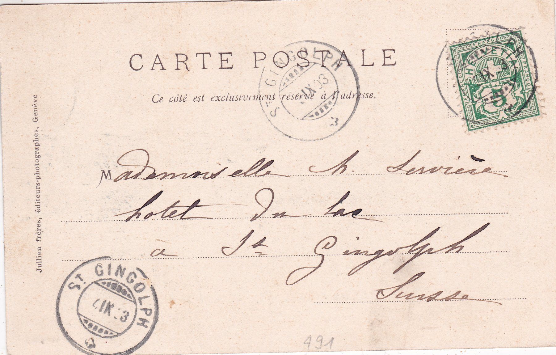 Cartes postales: Saint-Gingolph 1903 – D'occasion à Herisau par Lisegrat2008 1