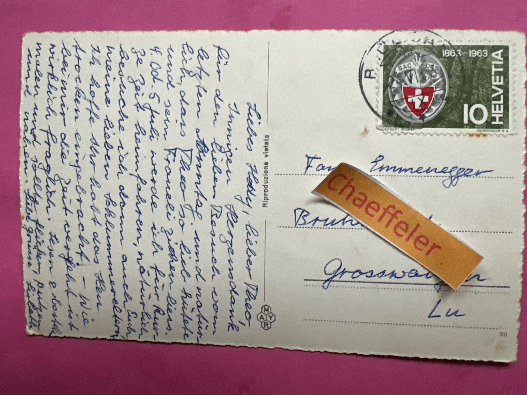 Cartoline postali: 1963  445 Biasca - Panorama – Usato da Zürich venduto da Chaeffeler 1