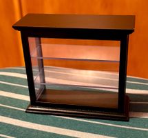 Ladentheke schwarz mit Vitrine Puppenhaus Holz Kunststoff