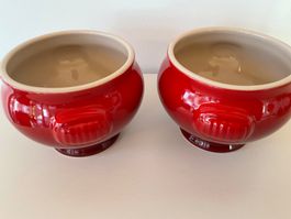 2 x Le Creuset Suppentassen Suppenterrinen Kirschrot - neu !