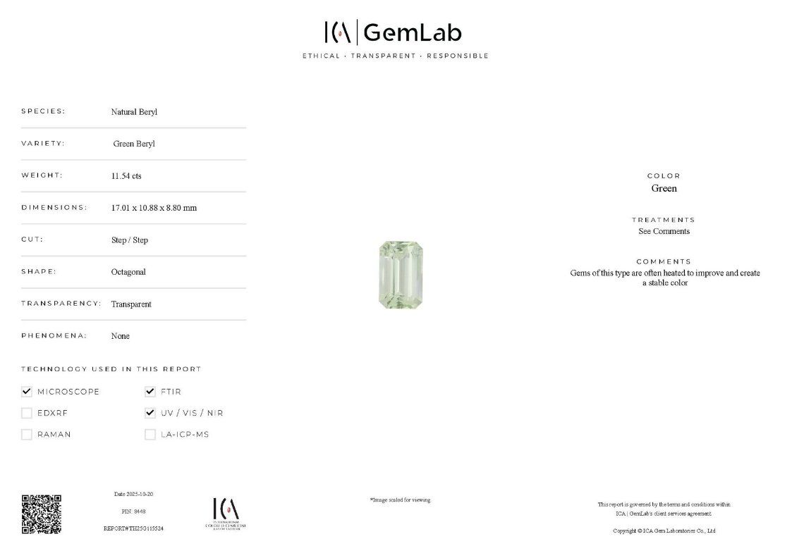 Pietre preziose: Beryll I 11.54 ct. I ICA GemLab – Nuovo (secondo la descrizione) da Zürich venduto da benji25 5