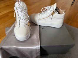 White Giuseppe Zanotti Sneakers, 36 1/2Gold Zippers,