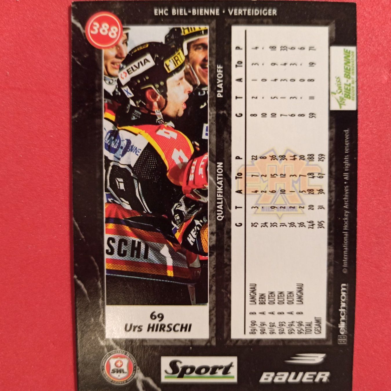 Carte collezionabili: Urs Hirschi - EHC BIEL - 1996/97 – Usato da Dübendorf venduto da kb86_MOVIE 1