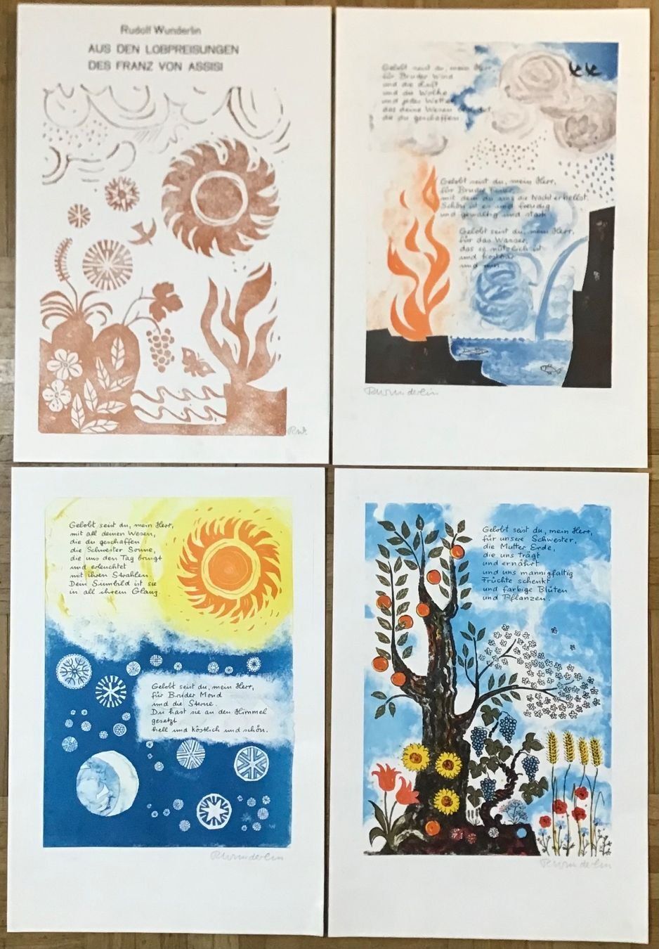 Grafiken & Lithographien: 4x Rudolf WUNDERLIN Lithographien Handsigniert – Gebraucht aus Gersau von grafik-kunst