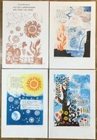 4x Rudolf WUNDERLIN Lithographien Handsigniert
