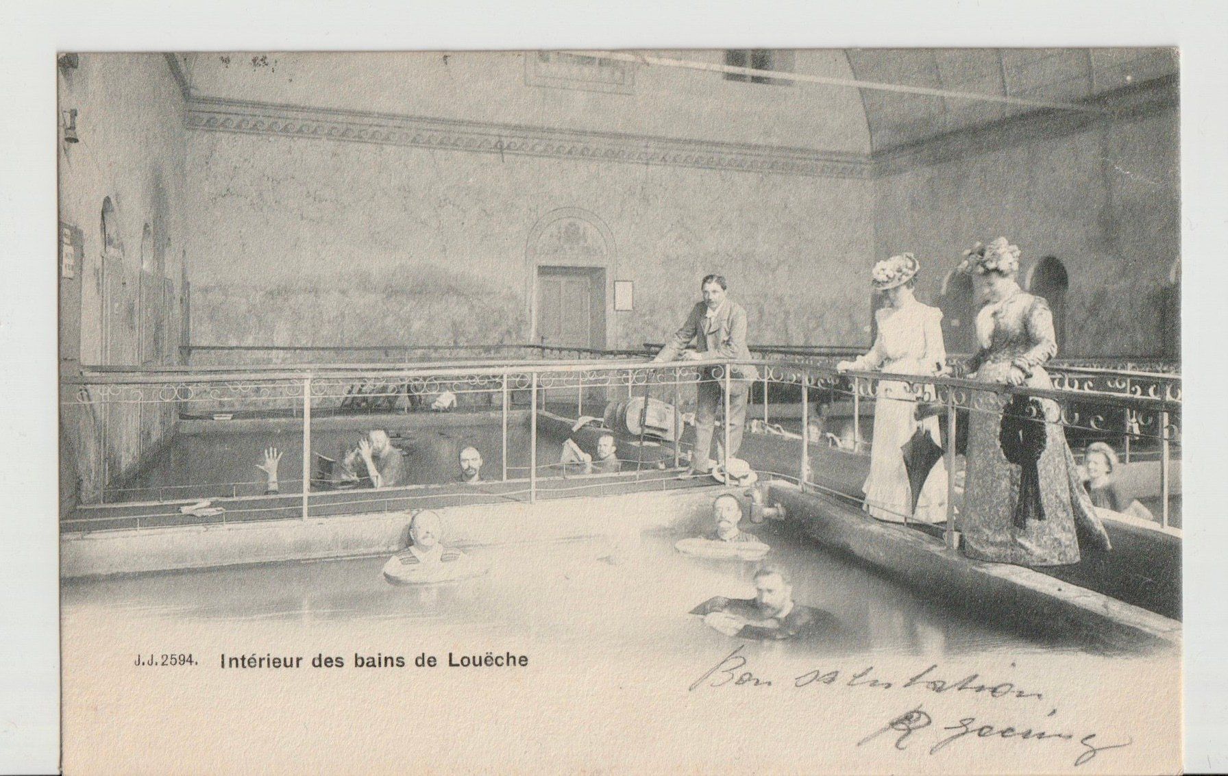 Cartoline postali: Intérieur des Bains de Loèche – Usato da Lausanne venduto da PL22neufx