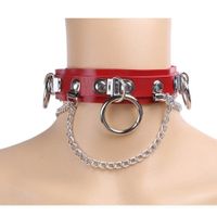 NEUES Halsband PU-Leder rot mit Ring der O - 220014