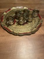 6 edle antike Gläser mit Halter OHNE Tablett, Vintage