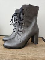 HOTIC Schnürstiefeletten Leder, Grau Metallic, Gr.40