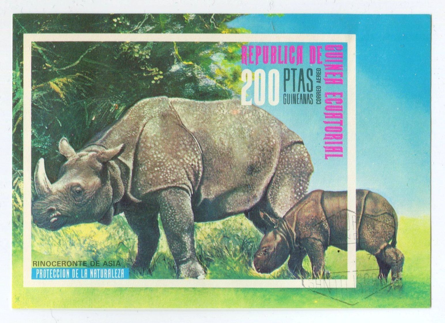 Tous les timbres: Block "Nashörner". Äquatorialguinea. – Neuf avec emballage d'origine à Basel par Butsch5