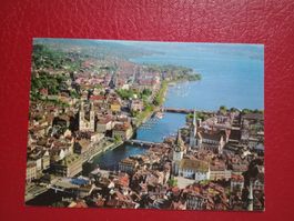 Zürich Flugaufnahme Limmat Altstadt See Stempel Winterhilfe