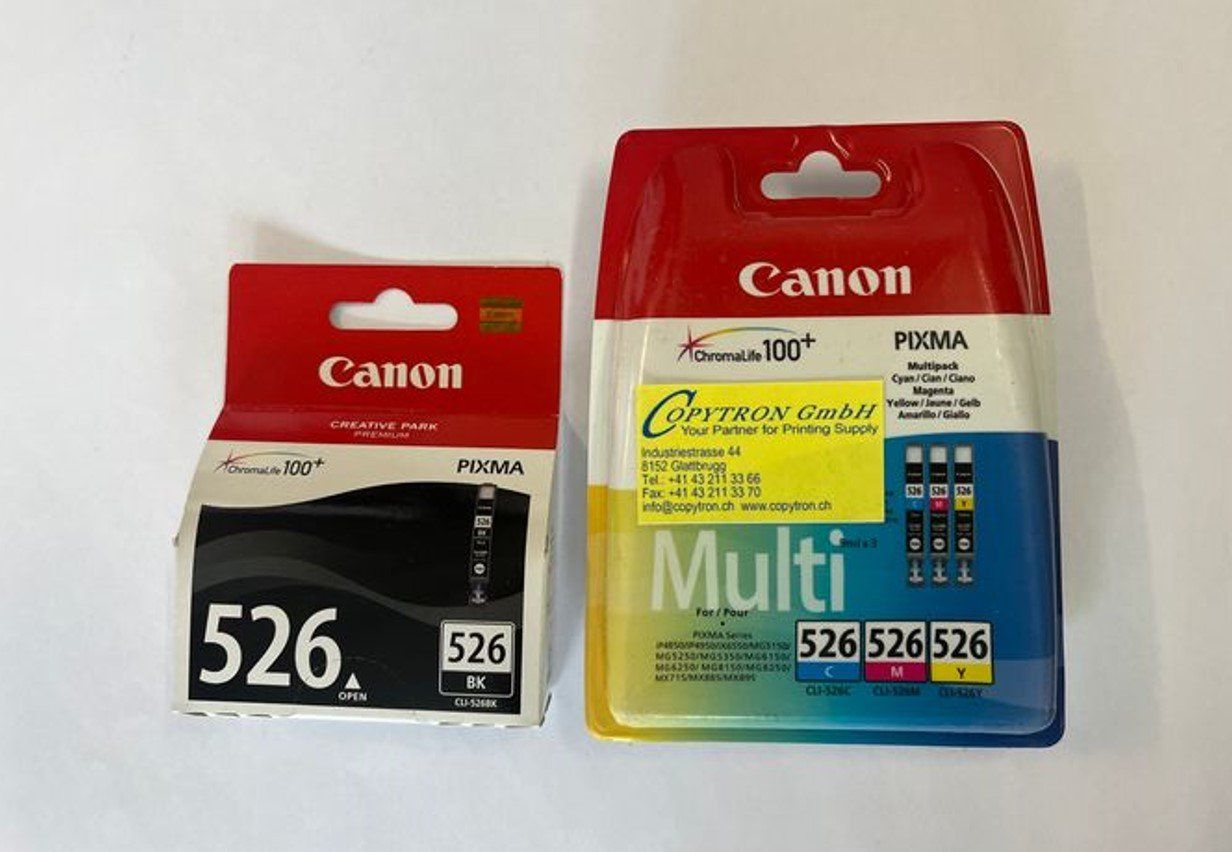 Canon Cartouches & Toner: Canon CLI-526BK + CLI-526C + CLI-526M + CLI-526Y Patronen – Neuf avec emballage d'origine à Glattbrugg par copytron