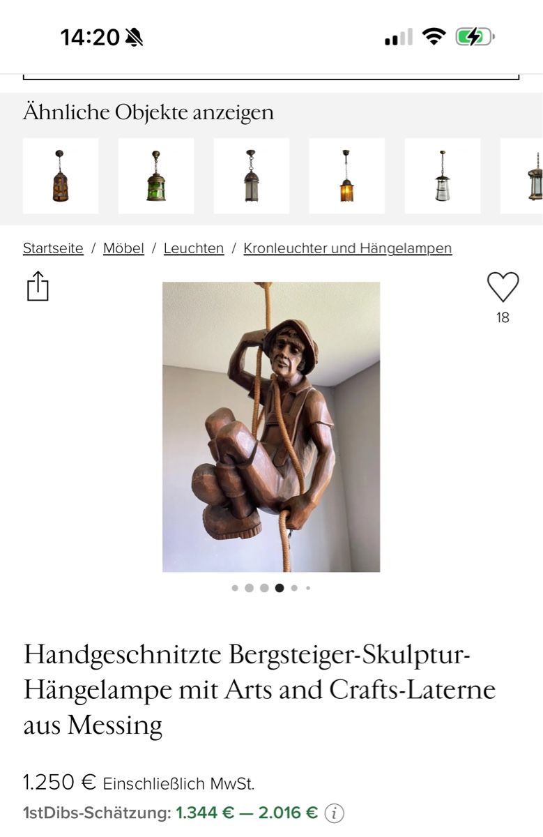 Sculture & Statue: Handgeschnitzte Bergsteiger Skulptur Pendelleuchte – Usato da Morges venduto da SevArt 9