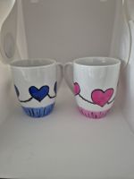 2 Tassen Herzmotiv handbemalt Unikat neu paar kaffeetassen