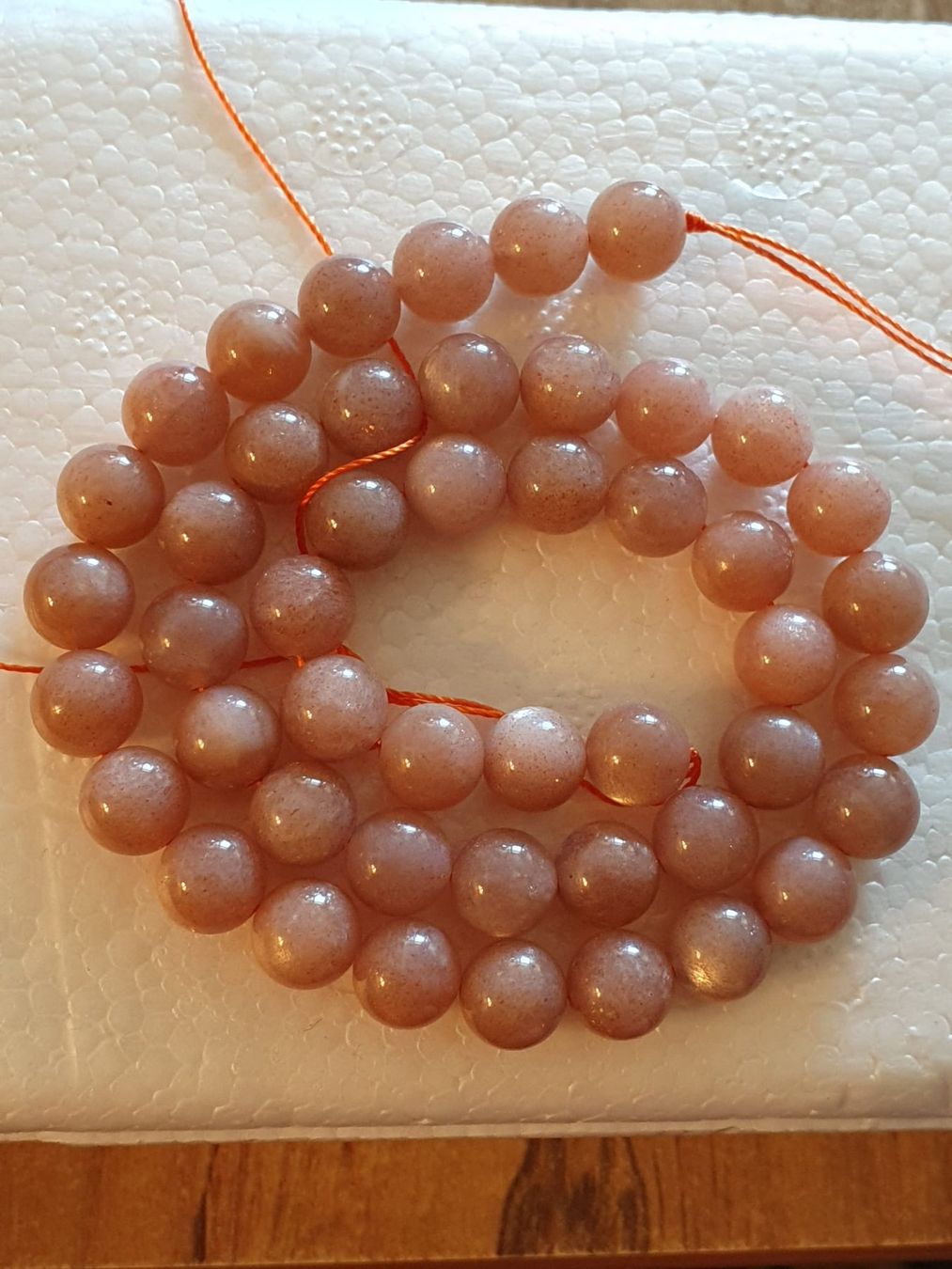 Edelsteine: 1 Strang echte Natürliche 5A Sonnenstein Perlen 8 mm – Neu (gemäss Beschreibung) aus Untersiggenthal von bore43