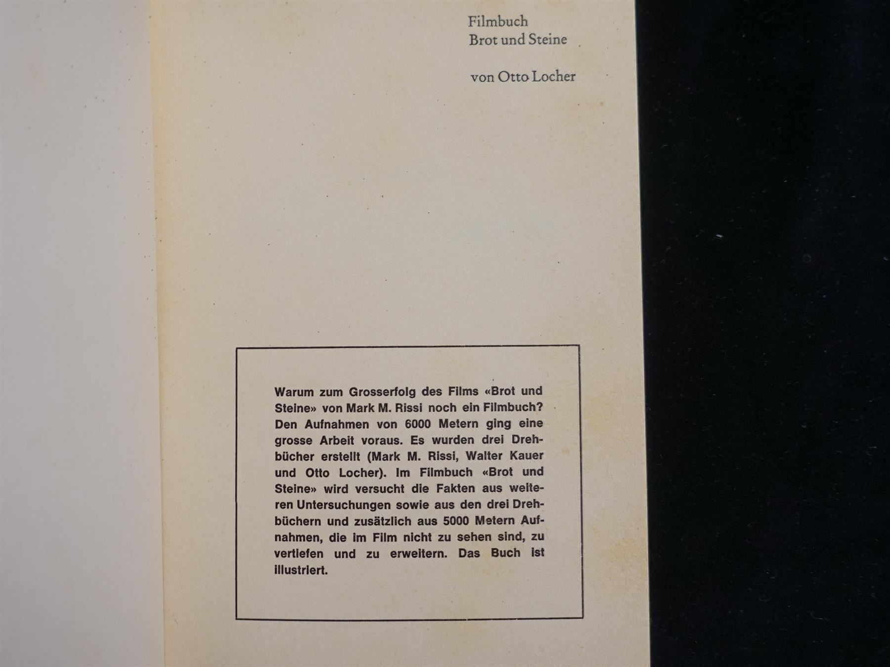 Libri: Filmbuch "Brot und Steine" – Usato da Gutenswil venduto da Optico 2