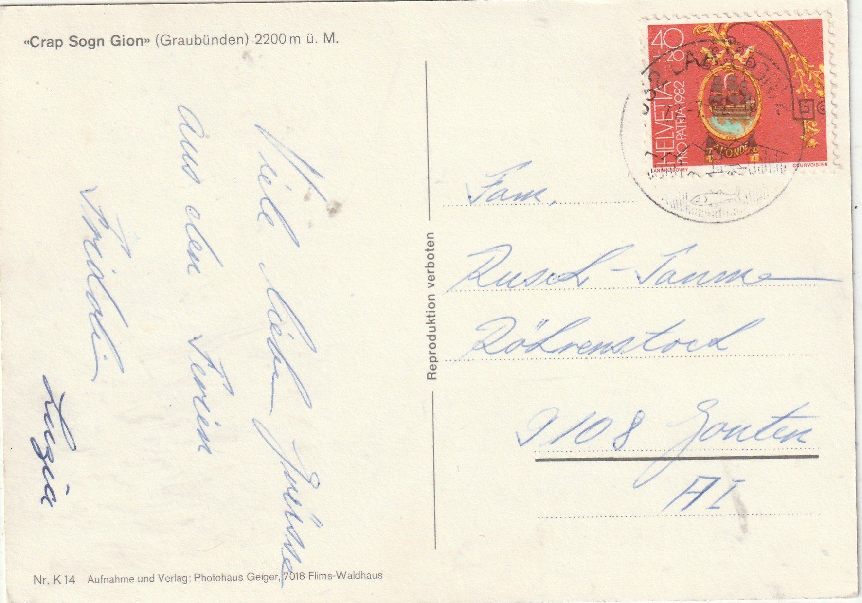 Cartoline postali: Laax - Crap Sogn Gion  MBK – Usato da Lumbrein venduto da made02 1