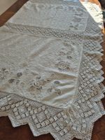Tischdecke Spitze weiss, Handarbeit, 166x134cm