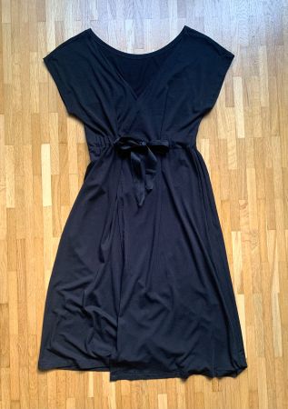 Agnes B. black viscose jersey faux wrap dress | xs/s