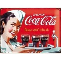 Blechschild-COCA COLA-MIT KELLNERIN - 30x40 cm