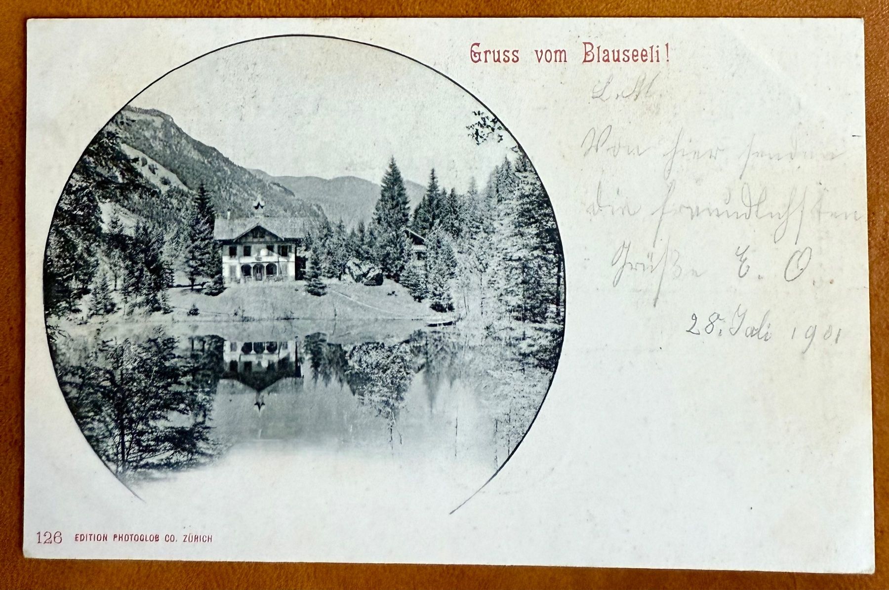 Cartoline postali: Gruss vom Blauseeli ! Litho 1901 – Usato da Lutry venduto da Ediego
