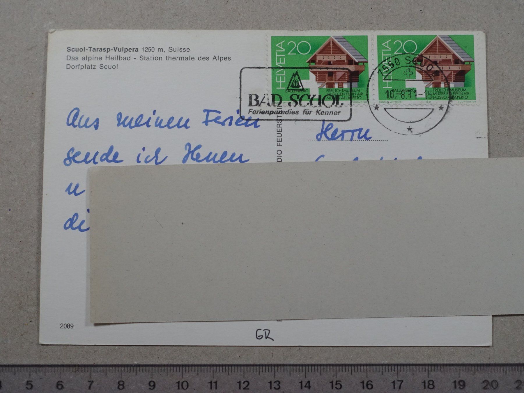 Cartoline postali: Scuol, Dorfplatz, 1981 – Usato da Lenzburg venduto da fh1 1