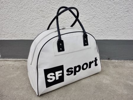 weisse SF SPORT Tasche Retro Sporttasche Vintage