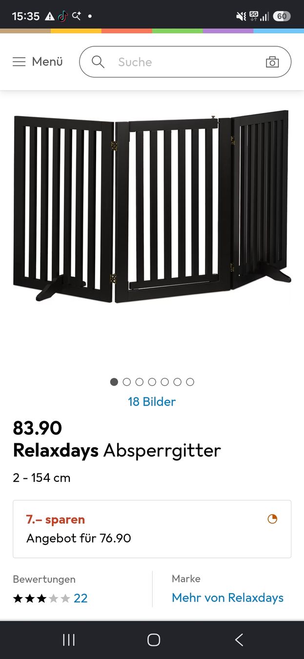 Autres: Absperrgitter Relaxdays 70x154 cm schwarz – Neuf (Voir description) à Bremgarten AG par Ruesszwaergli