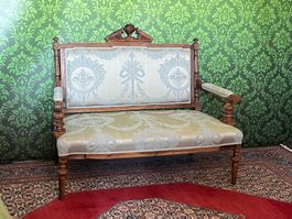 Gründerzeit Couch Sofa Sitzbank Nussbaum Empire Biedermeier