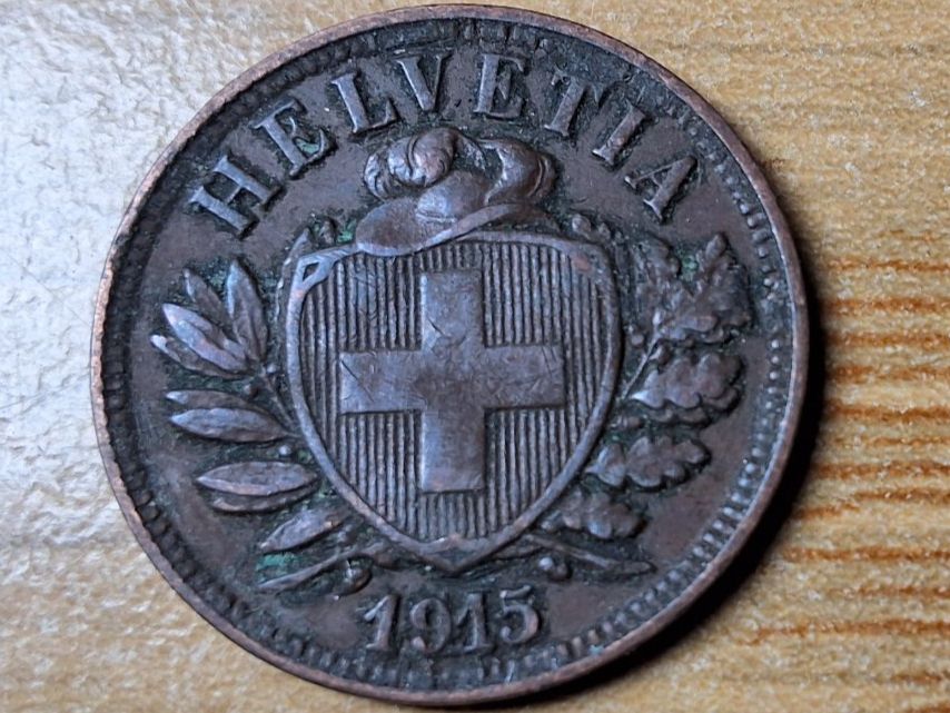 Alle Münzen: 2 Rappen 1915 – Gebraucht aus Münchenstein von purbach1 2