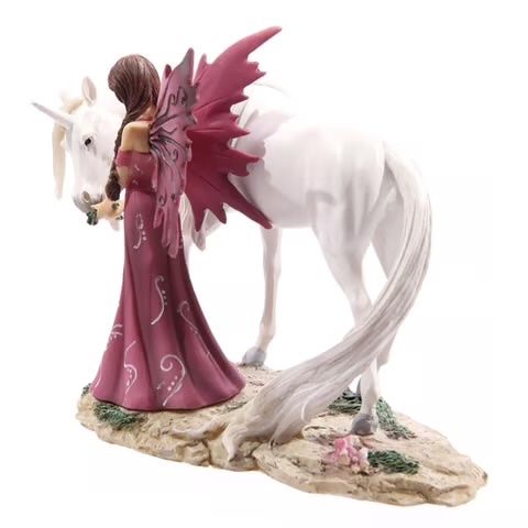 Statuette: Märchenfee füttert weisses Einhorn – Nuovo e nell'imballaggio originale da Menzingen venduto da fairy123 3
