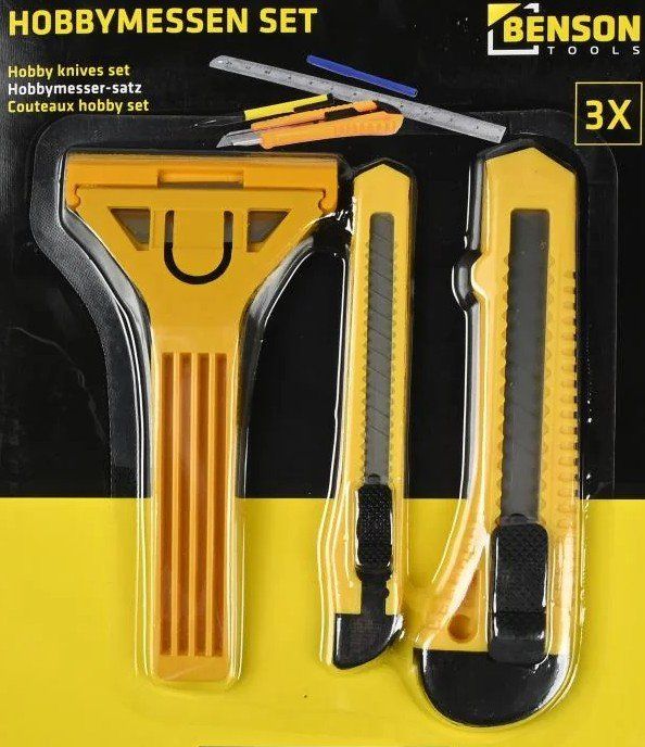 Tutti gli attrezzi: Hobbymesser-Set 3teilig  2 Cutter + 1 Glas-Schaber – Nuovo e nell'imballaggio originale da St. Gallen venduto da schnaeppchen-preise 2