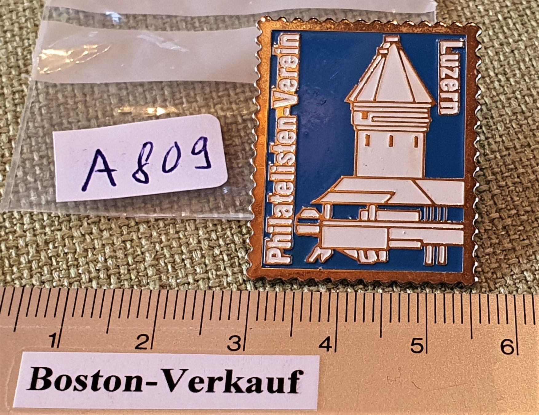 Placchette & Badge: A809 - Pin Briefmarke Luzern Kapellbrücke – Usato da Reinach BL venduto da Boston-Verkauf 3