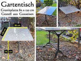 Gartentisch Granit Gusseisen 80 x 120 cm gebraucht