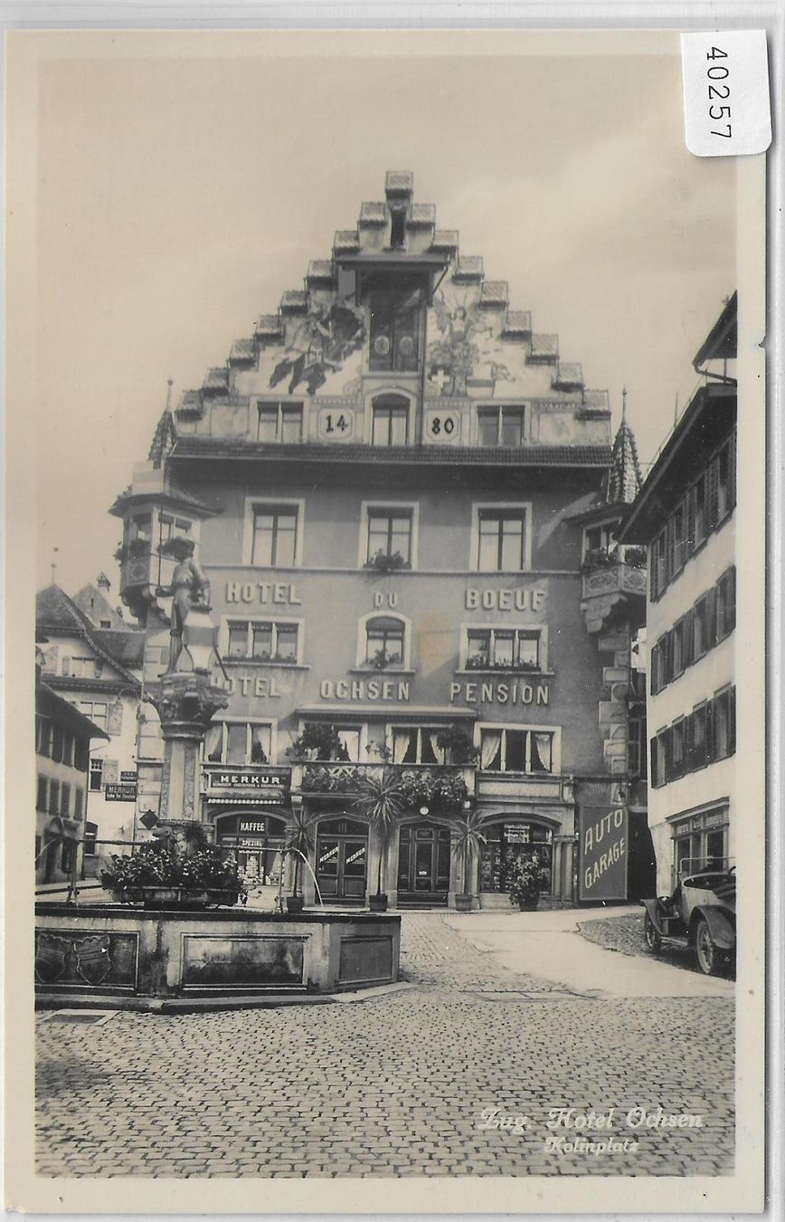 Cartoline postali: Zug - Hotel Ochsen - Kolinplatz - Auto-Garage – Usato da Ettingen venduto da Kartenplanet