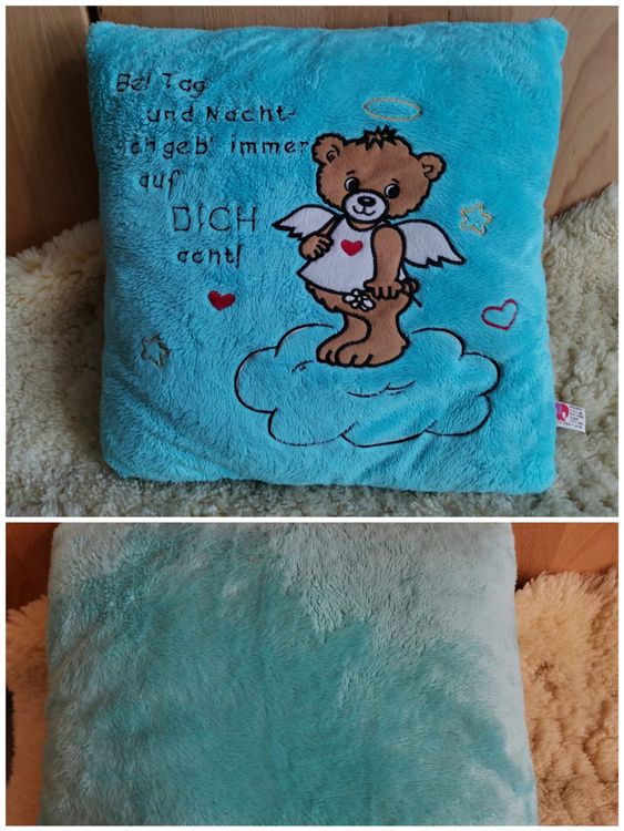 Kissen Schutzengel Spruch türkis blau Kaufen auf Ricardo