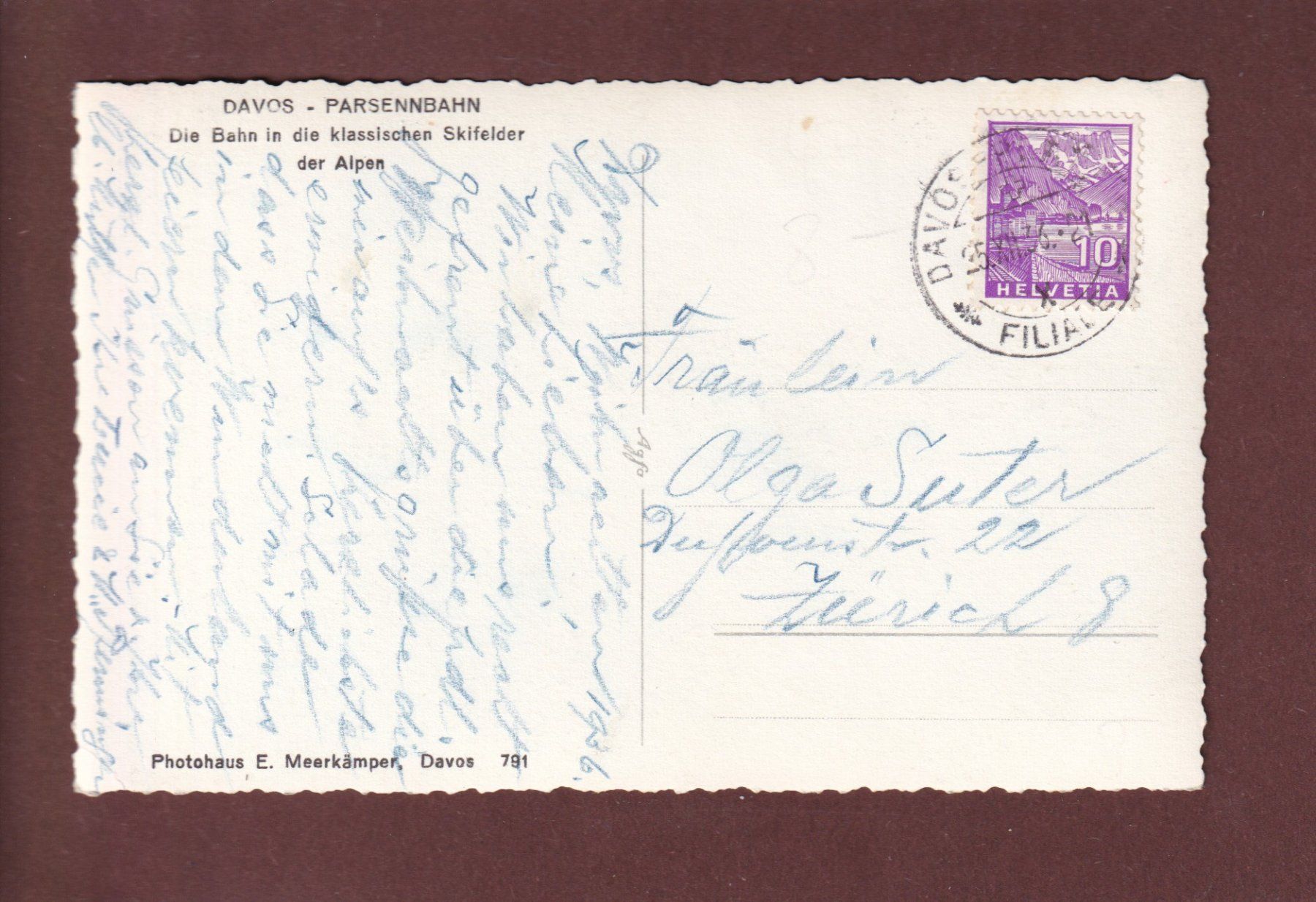 Ansichtskarten: DAVOS - Parsennbahn - 1936 – Gebraucht aus Pully von nicecards 1