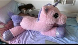 Peluche licorne rose géante taille XL parfait pour l'été 🦄
