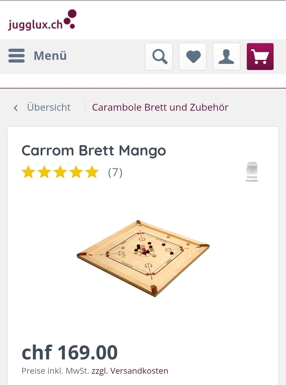Giochi: Carrom Mango 83 inkl. Ersatzsteinen & Puder – Usato da Gerlafingen venduto da SiM_sch 3