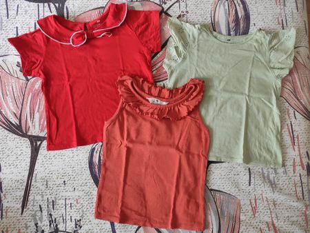 3 süße H&M Sommer T-Shirts für Mädchen, Gr. 122-128 WIE NEU