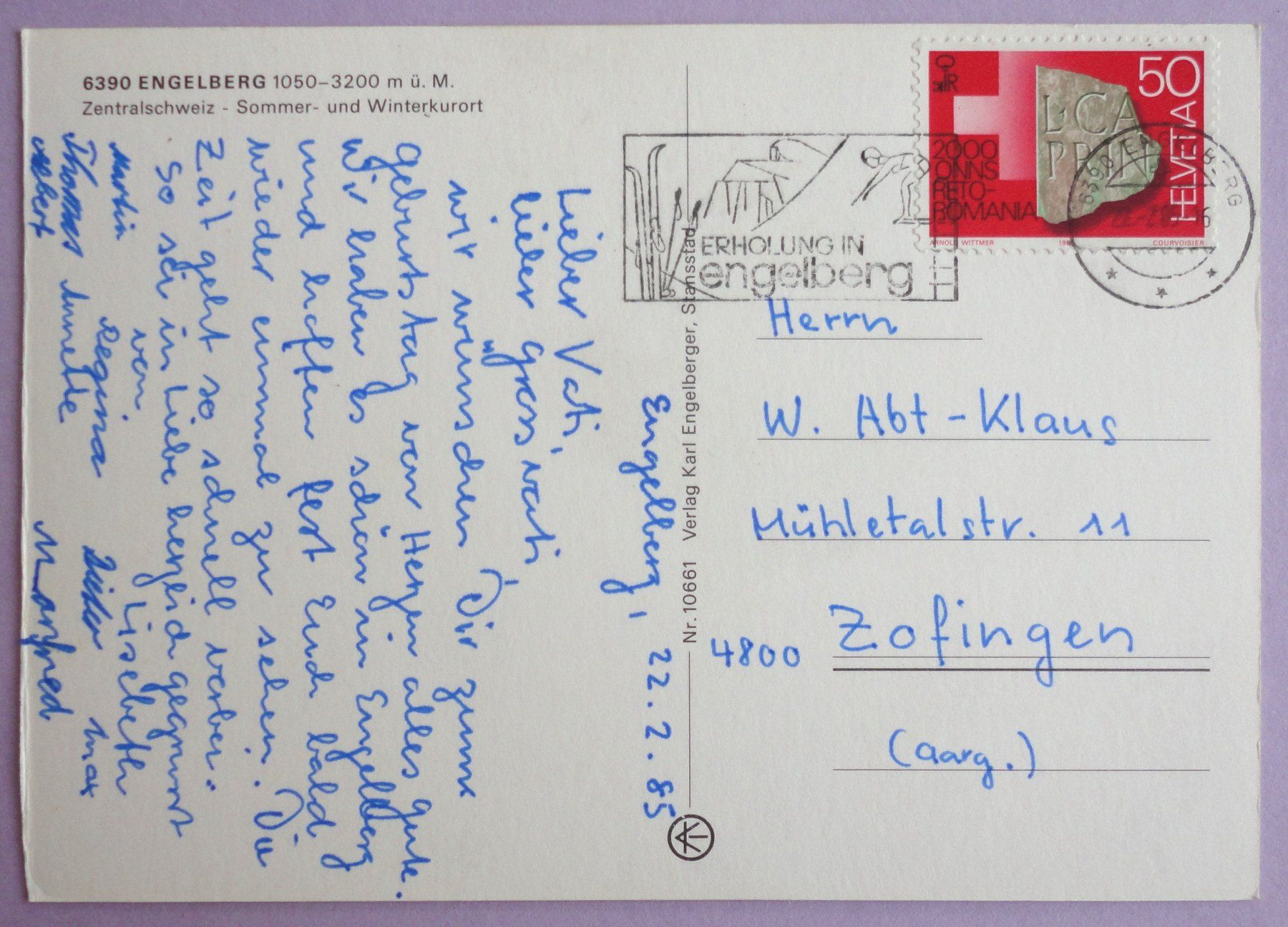 Ansichtskarten: Engelberg 1050-3200 m ü.M. – Gebraucht aus Fétigny von Billy2miny 1