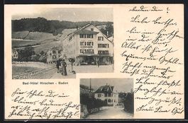 AK Baden, Bad-Hotel Hirschen, 1903