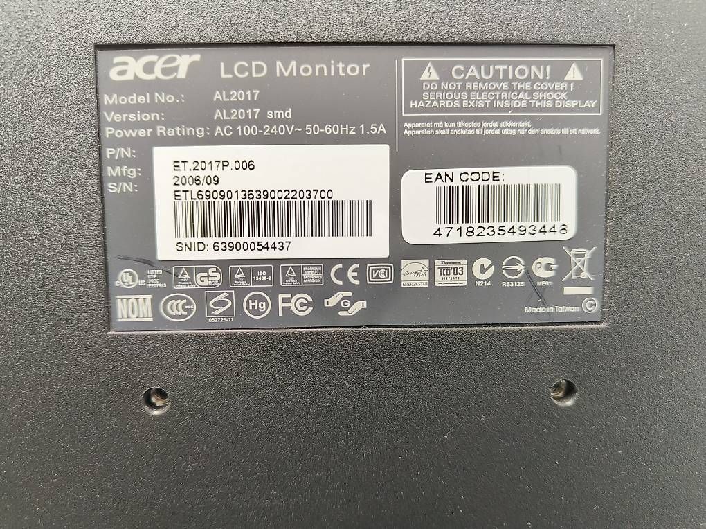 Monitore: Monitor 20" In CD TFT acer AL2017 – Gebraucht aus Goldach von Pp 4