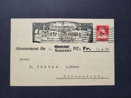 1924, Abokarte der Schweizerischen Wirte-Zeitung