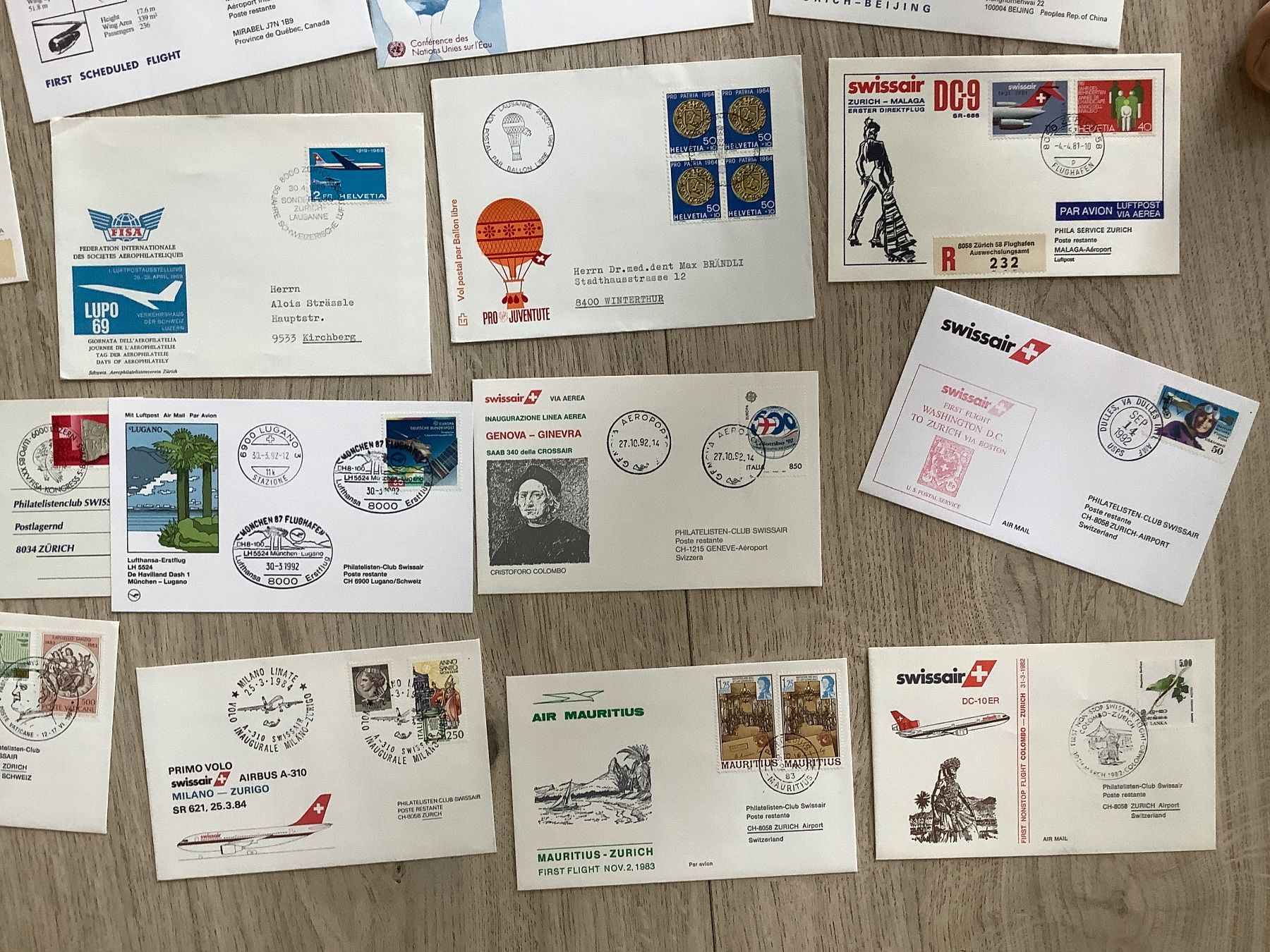 Tutti i francobolli: 60 Flugpostbriefe 1962 - 1992 – Usato da St. Gallen venduto da herbrig2 3