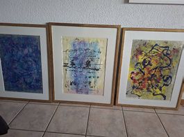 3 Orig. KÜNSTLER BILDER MIT GOLDRAHMEN 65X80 CM