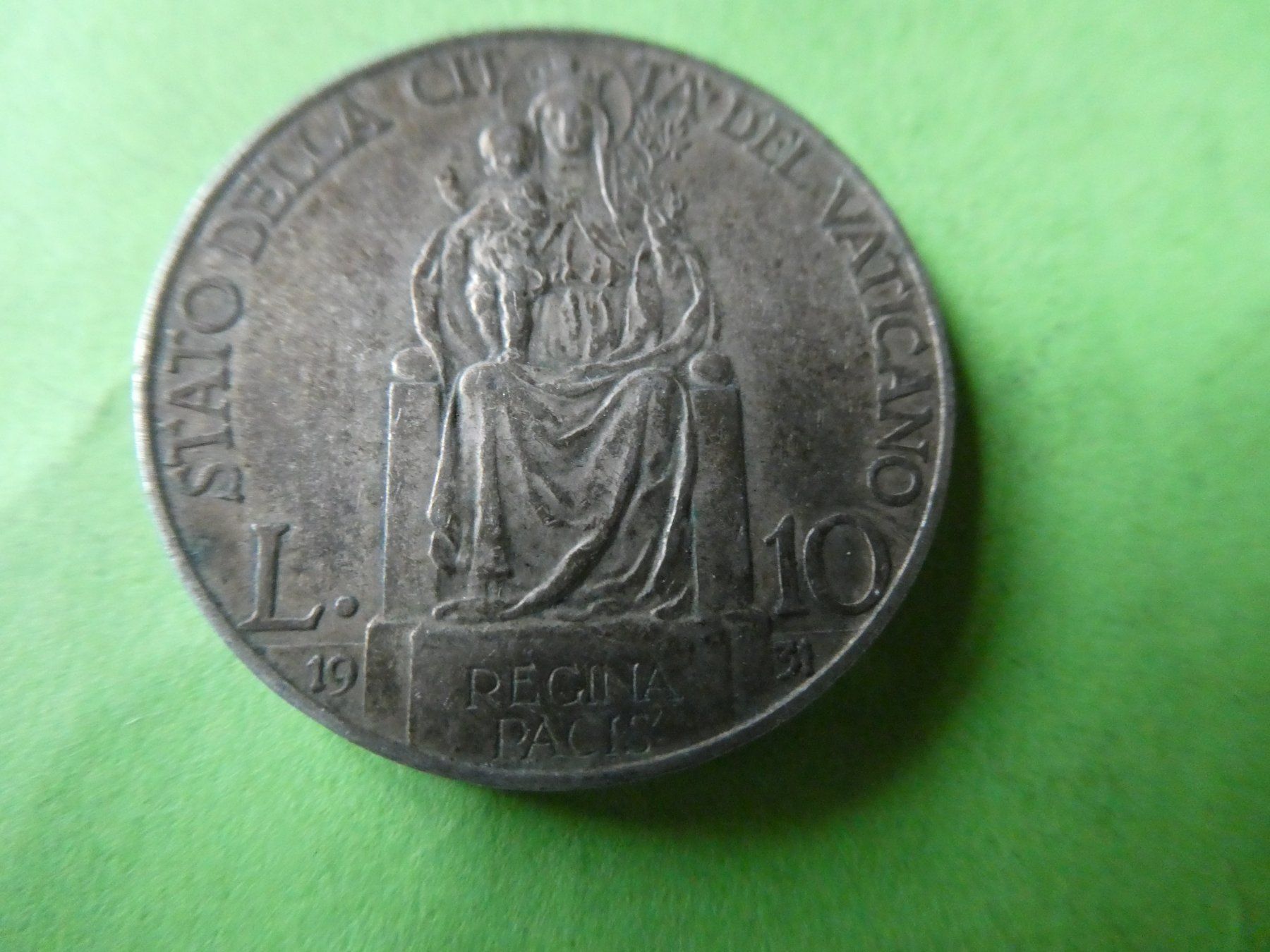 Toutes les monnaies: Vatikan 1931, 10 Lire    Silber – D'occasion à Hinterforst par Rohusri 1