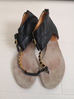 🤩OVYÉ LEDER(WEICH)-SANDALEN, SCHWARZ MIT GOLD-KETTE