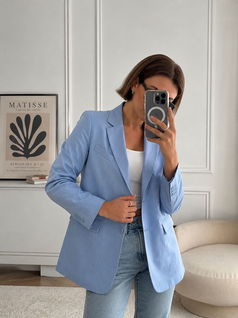 Max Mara Giacche: Weekend Max Mara Cotton Blazer - Pastel Blue - New! – Nuovo e nell'imballaggio originale da Sattel venduto da Zlata1